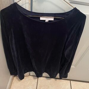 LOFT Women's Dark Blue Velvet Sweatshirt